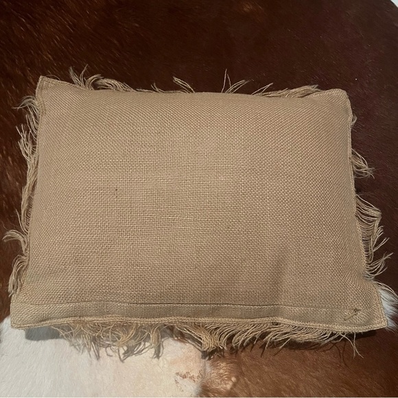 Pottery Barn Teen Junk Gypsy Y’all Burlap Throw Pillow Western Boho Fringe - Picture 2 of 5